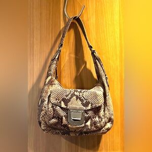 Michael Kors Leather Snakeskin Shoulder Bag Purse with Silver Accents & Dust Bag